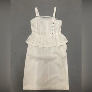 Je Petites VINTAGE 60s Dress white With Green Buttons Size 12